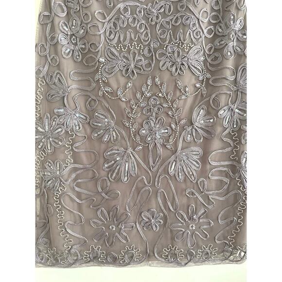 JS Collection Embellished Soutache Sheath Dress Sz 6 V-Neck Cocktail Formal - Picture 10 of 14